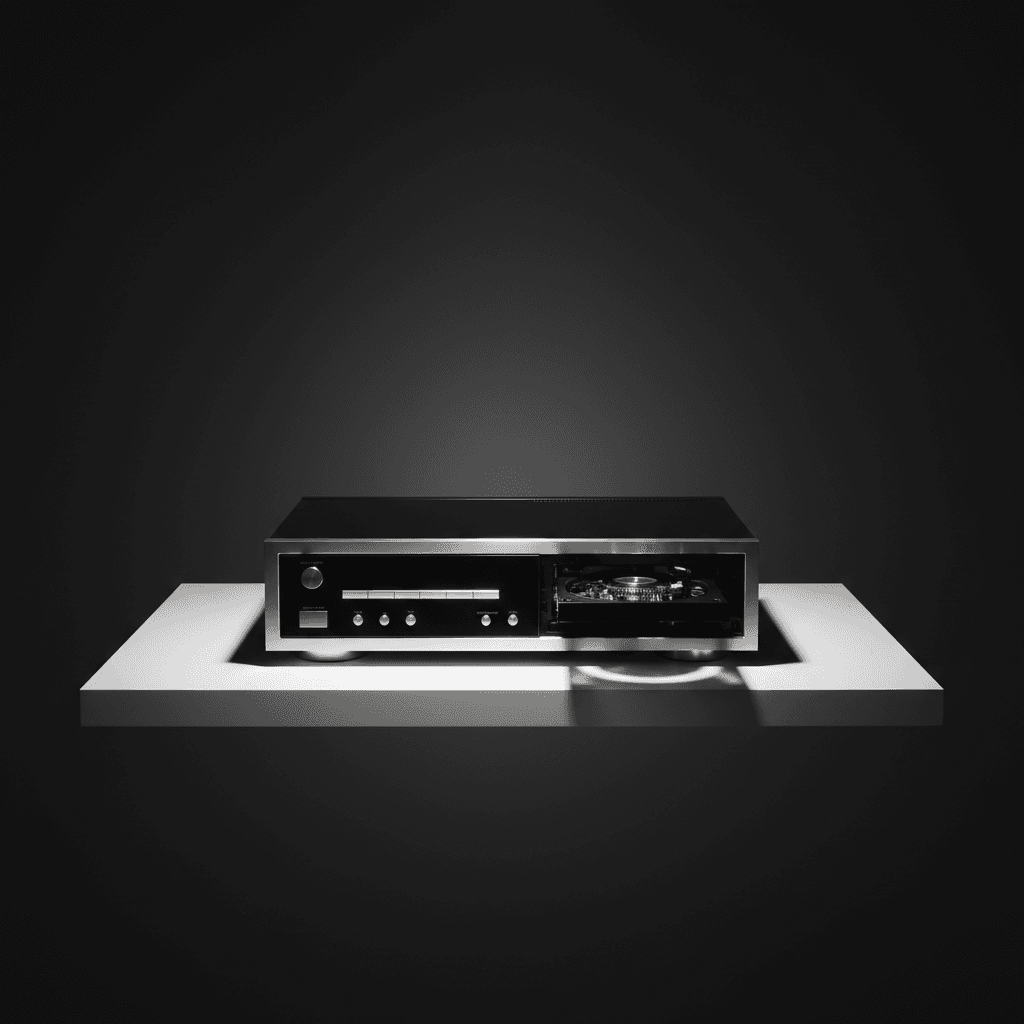 Premium CD player with open disc tray showing internal precision mechanics